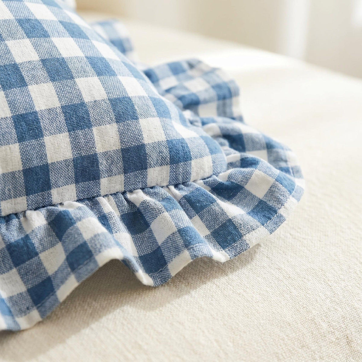 2 Pack Gingham Check Ruffle Throw Pillow Covers 18 x 18 Inch