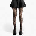 Anna-Kaci Women's Floral Lace Pattern Tights with Sheer Mesh Texture and Stretch Fit