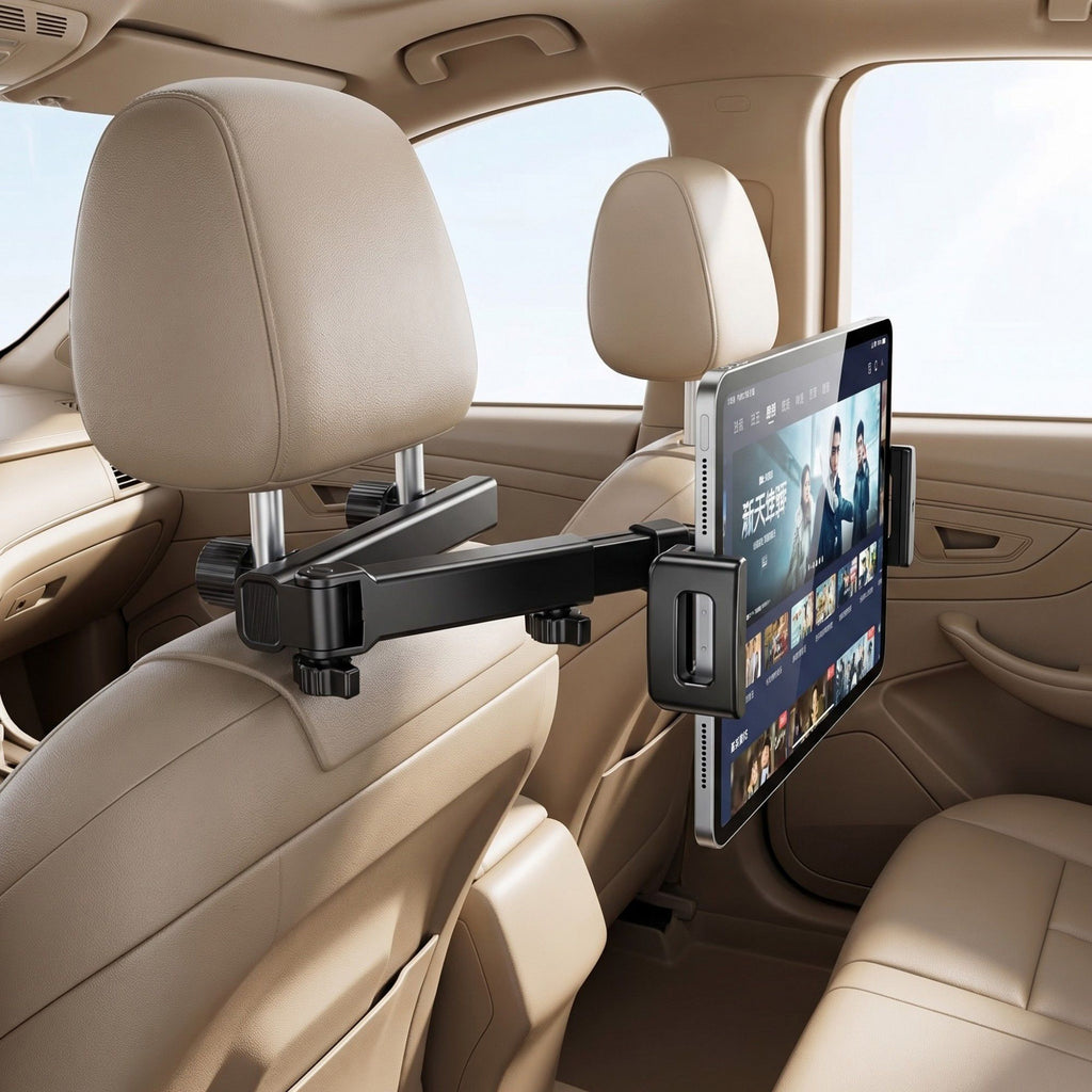 Car Headrest Hook Phone Holder Foldable Backseat Organizer with Rotating Arm Storage Hanger for Bags Groceries