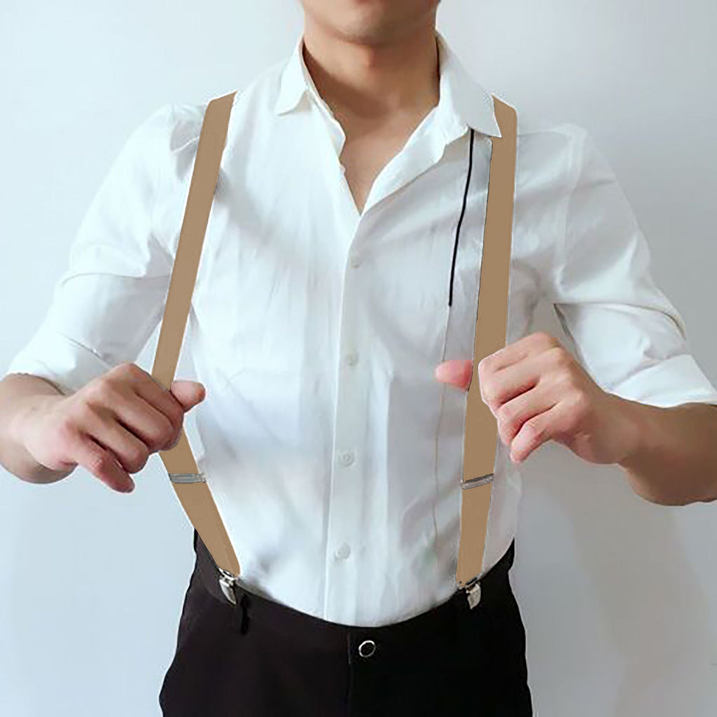 Anna-Kaci Men's Elastic Suspenders 47 inches - Adjustable 4-Clips Formal & Casual Suspenders for Trousers