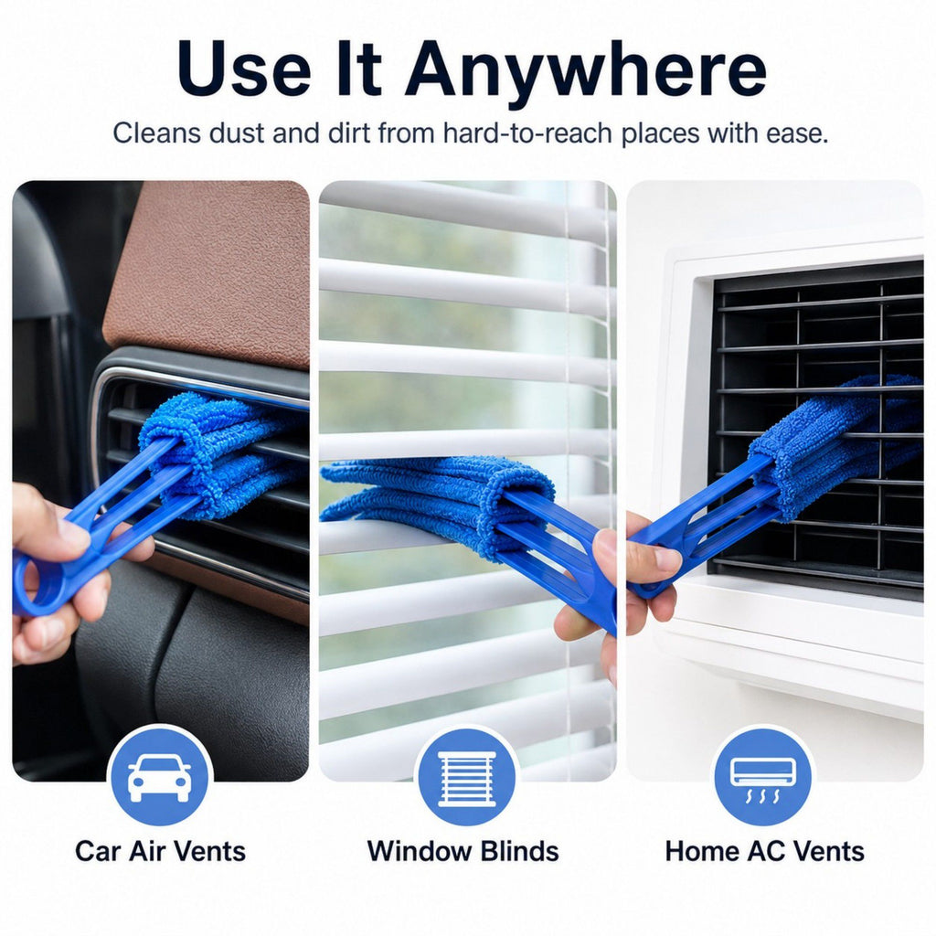 5-Piece Microfiber Blind Duster Set with Multi-Prong Handles for Vents, Blinds and Car Interiors