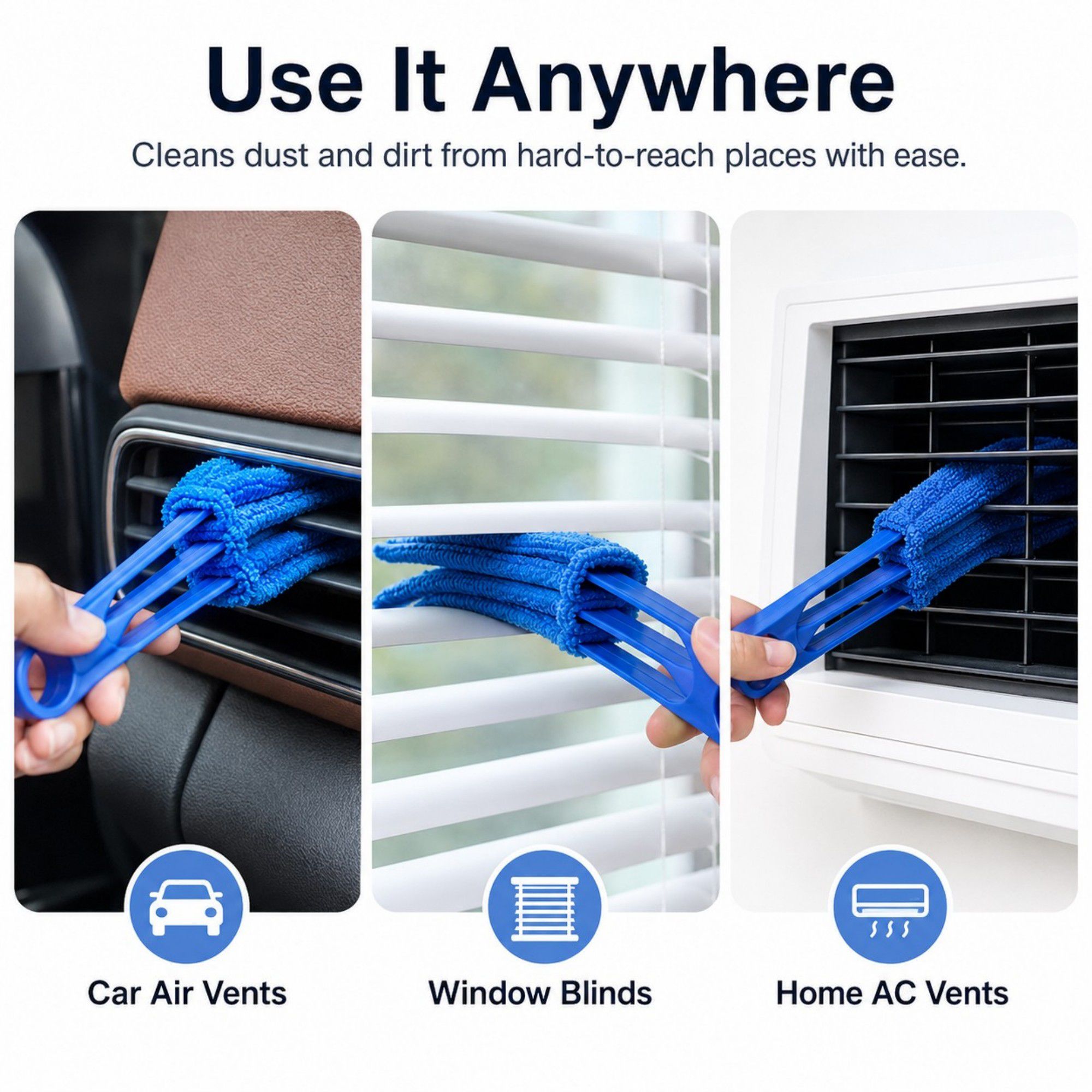 5-Piece Microfiber Blind Duster Set with Multi-Prong Handles for Vents, Blinds and Car Interiors