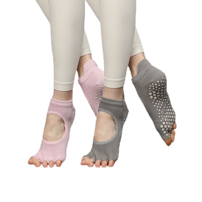 Anna-Kaci Women's Open-Toe Grip Socks for Yoga and Pilates with Non-Slip Soles and Arch Support