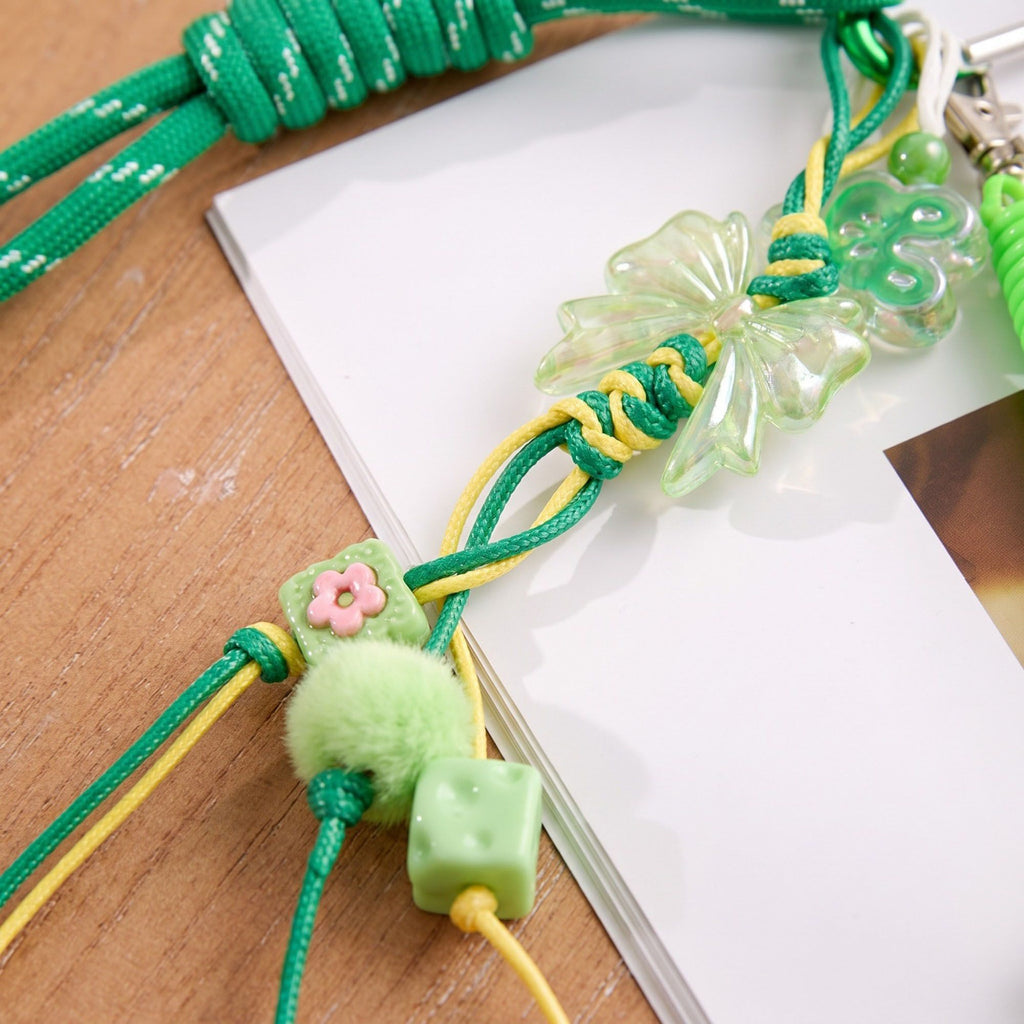 Multi-Element Bag Charm with Hanging Strap and Decorative Accents
