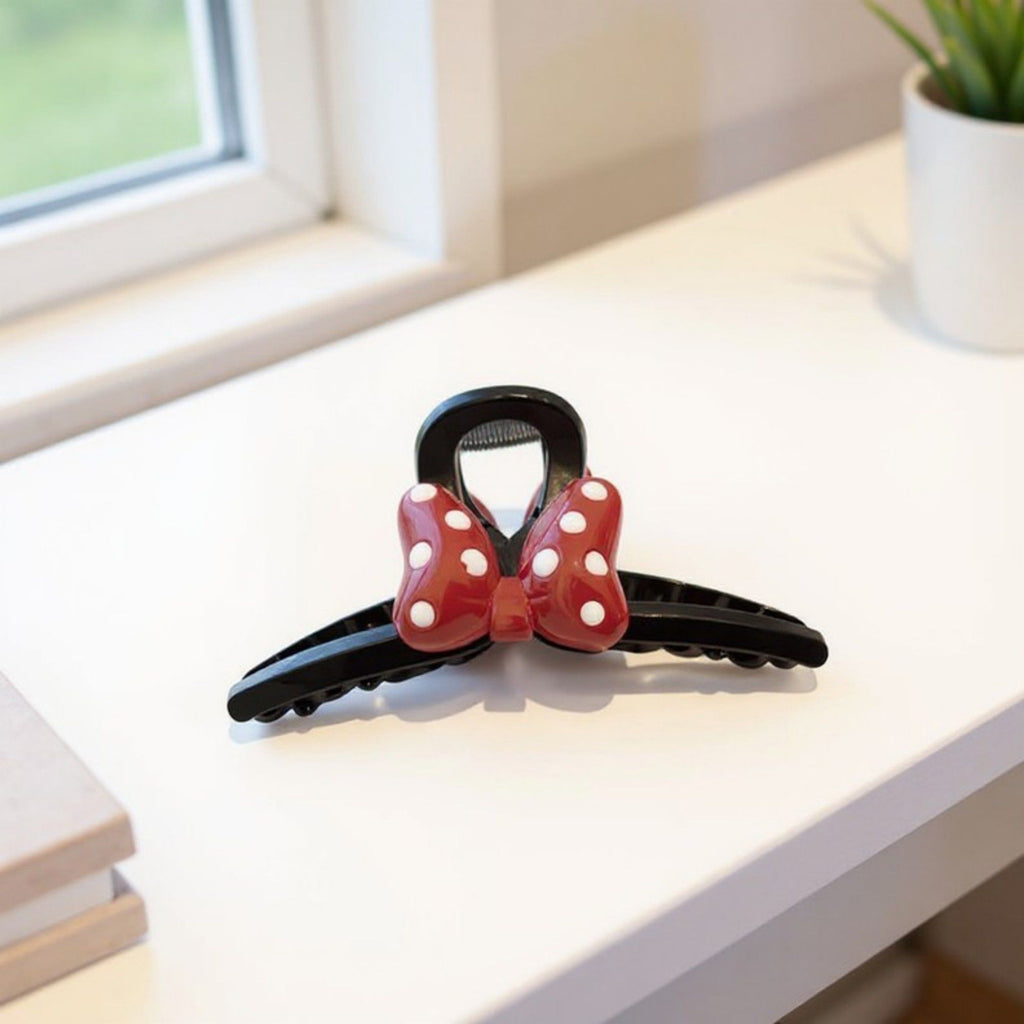 Anna-Kaci 2pcs Bow Hair Claw Clip with Polka Dot Design and Strong Grip 6in