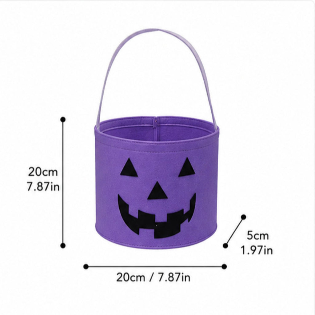 Halloween Felt Candy Bucket Pumpkin Trick or Treat Basket Large Capacity Holiday Storage Tote Bag