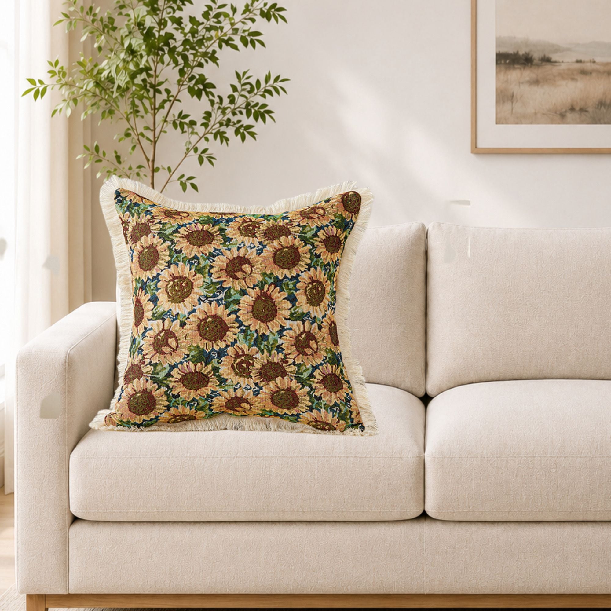 Cotton Throw Pillow 17.7*17.7 in Soft Decorative Cushion for Sofa Bed Chair