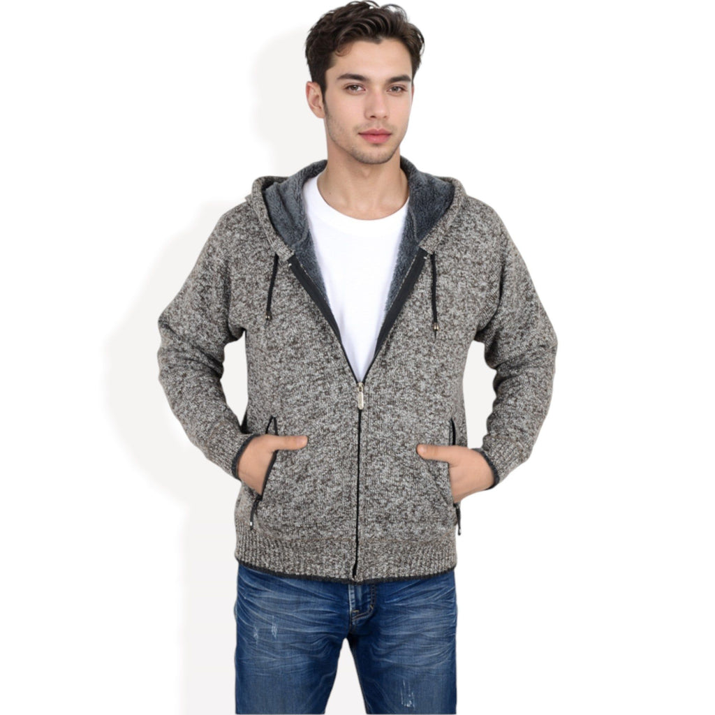 Anna-Kaci Men's Zip-Up Hooded Fleece Jacket with Adjustable Drawstrings and Front Pockets