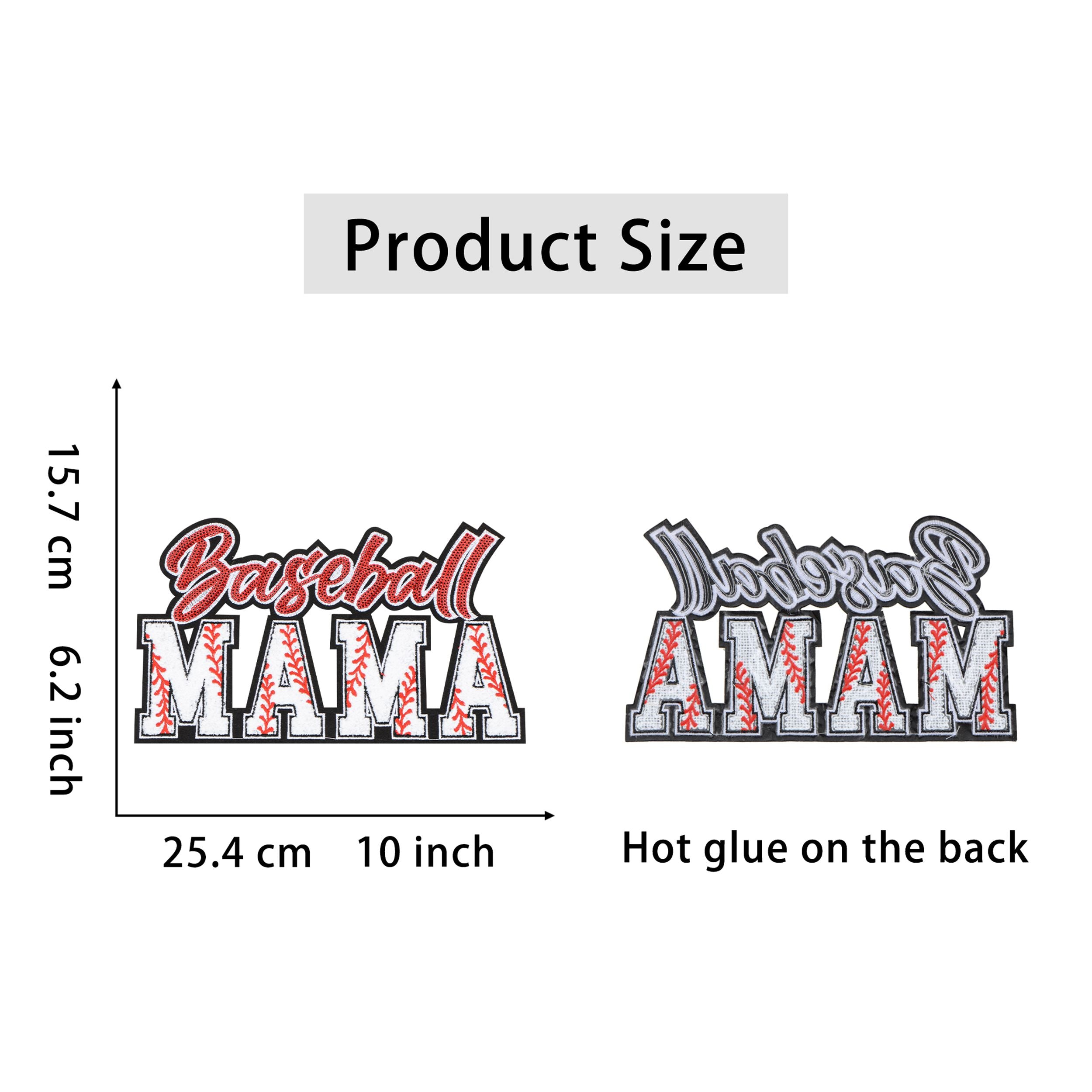 Baseball Mama Sequin Iron On Patches Game Day Applique Large Patch Accessory Clothes Jacket Uniform Backpack DIY Decor