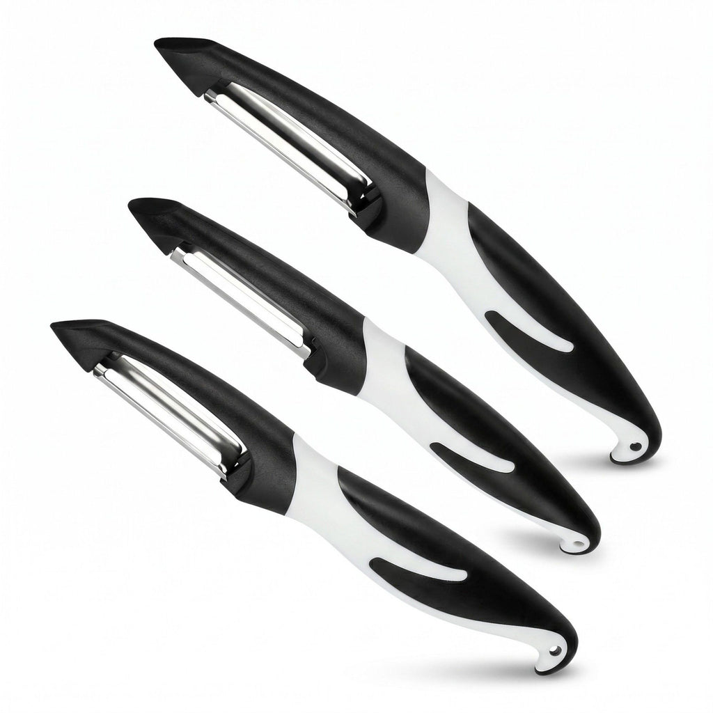3-Piece Kitchen Peeler Set with Ergonomic Handles and Stainless Steel Blades