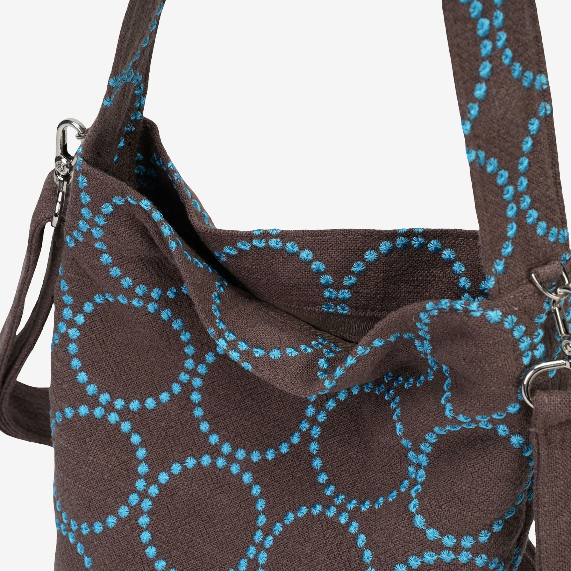 Hemp Embroidered Crossbody Bag Large Circle Polka Dot Shoulder Bag