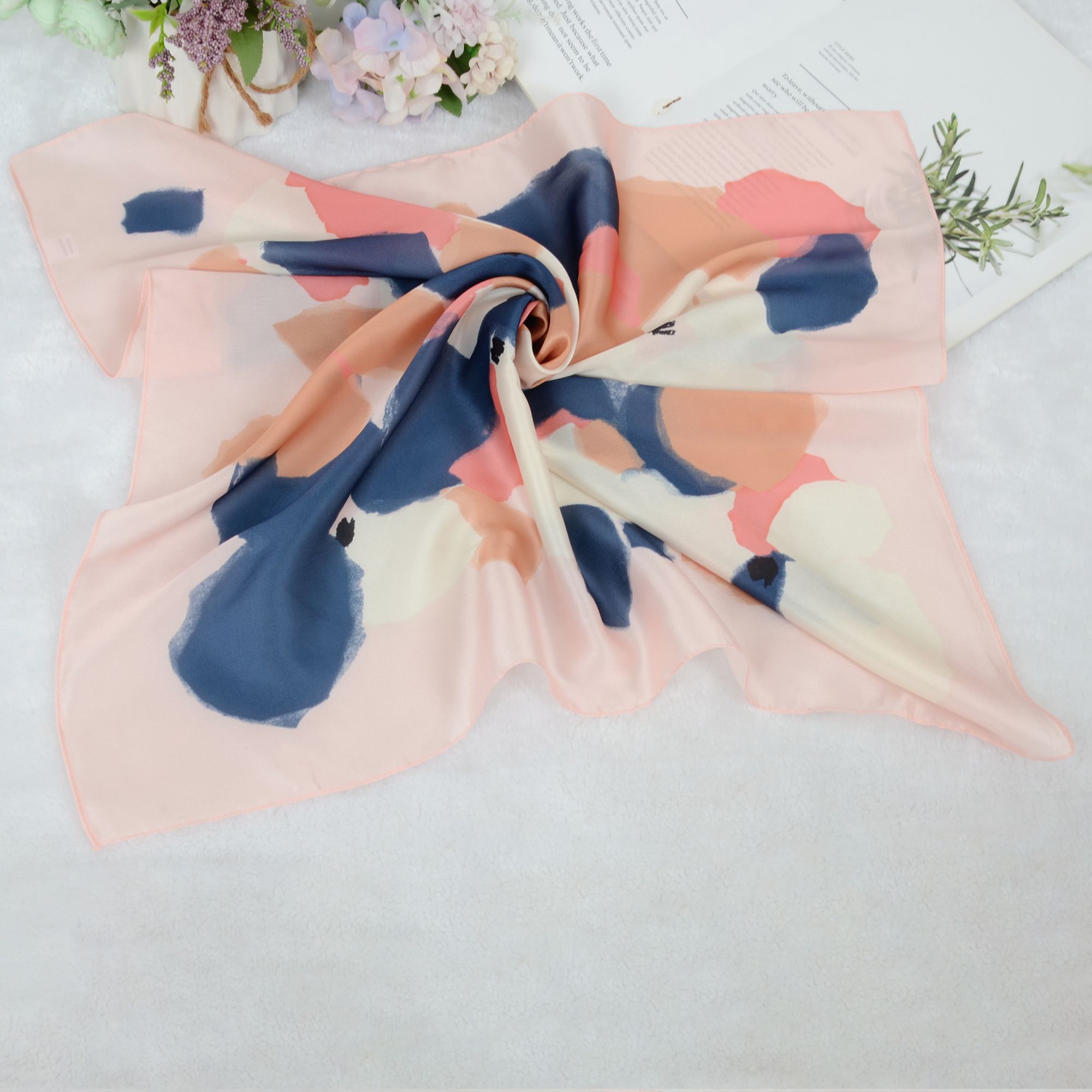 Anna-Kaci Silk Feeling Hair Scarf Small Square Satin Head Scarf Neckerchief Women 23 Inches