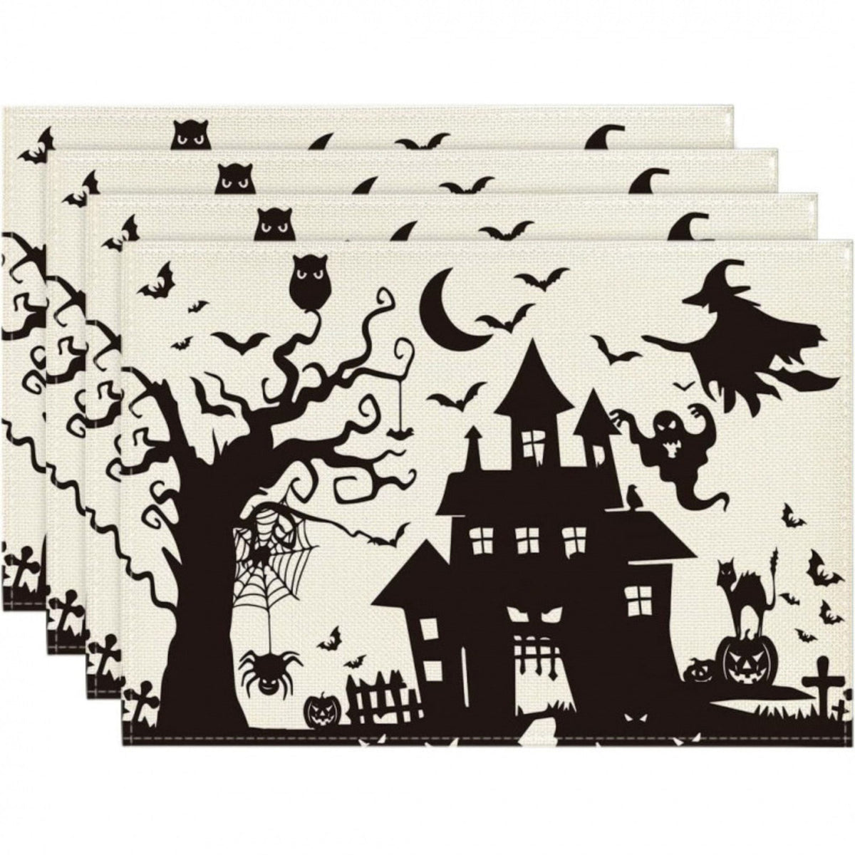 Halloween Ghost Pumpkin Skeleton Placemat Set of 4
