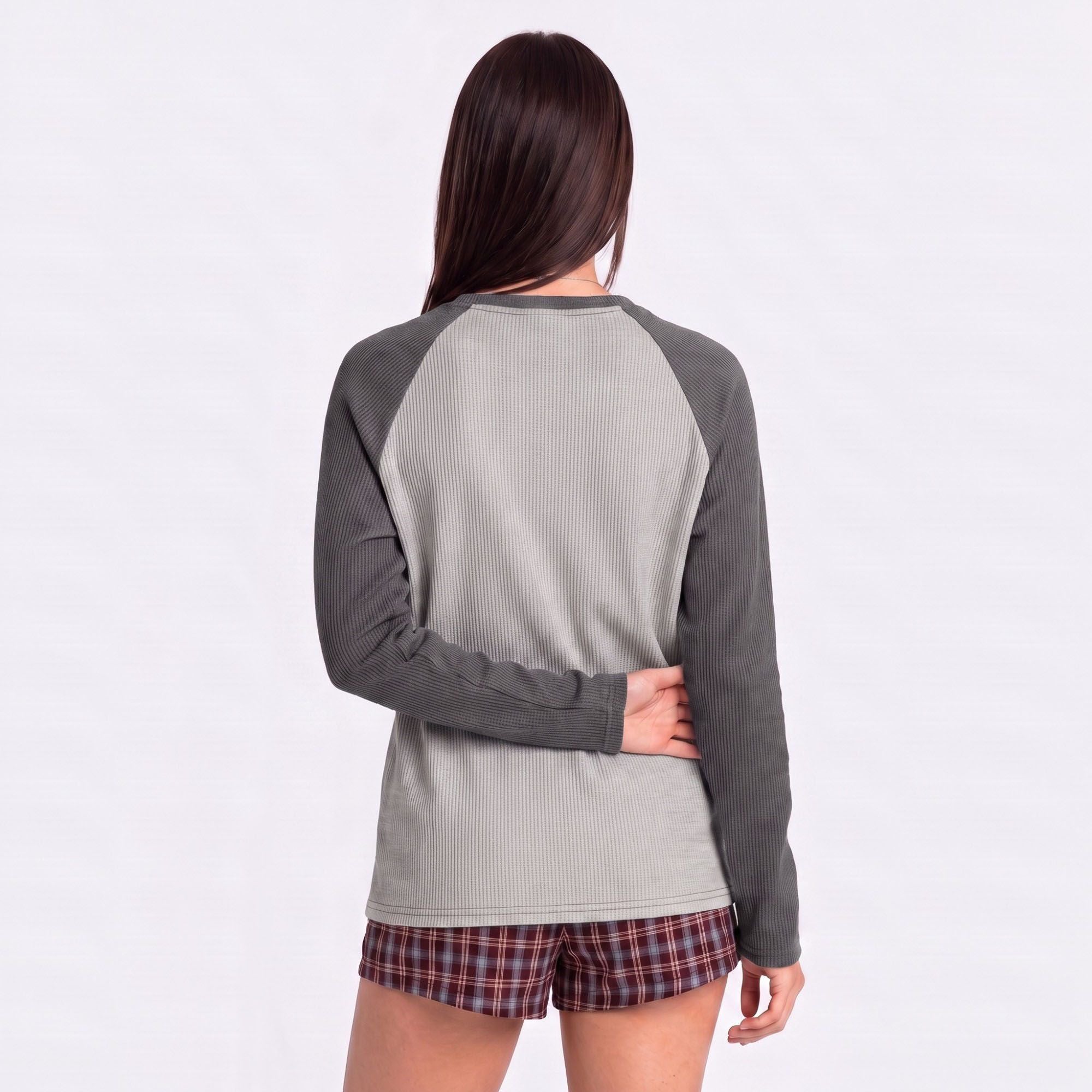 Colorblock Waffle Knit Raglan Long Sleeve Top