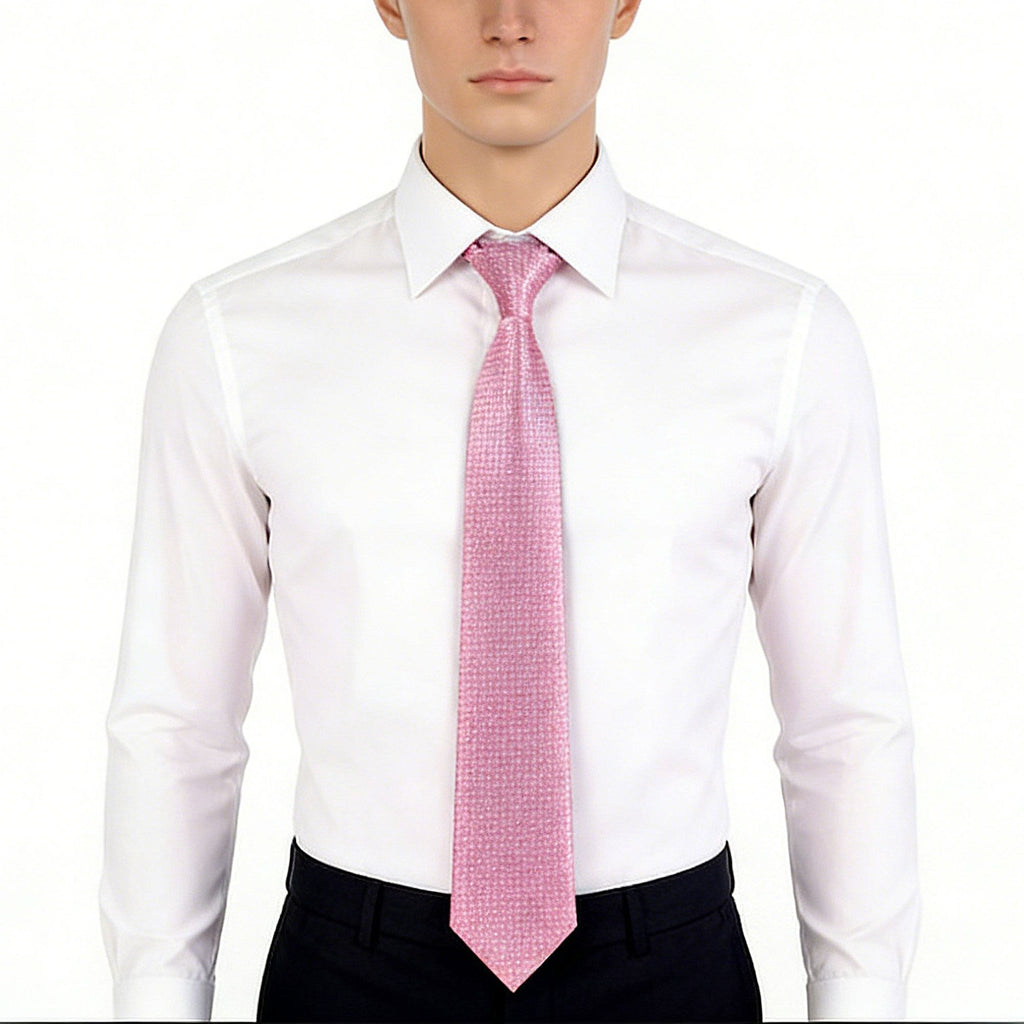 Anna-Kaci Men's Textured Polyester Tie - Formal Necktie for Business, Weddings & Holiday Events