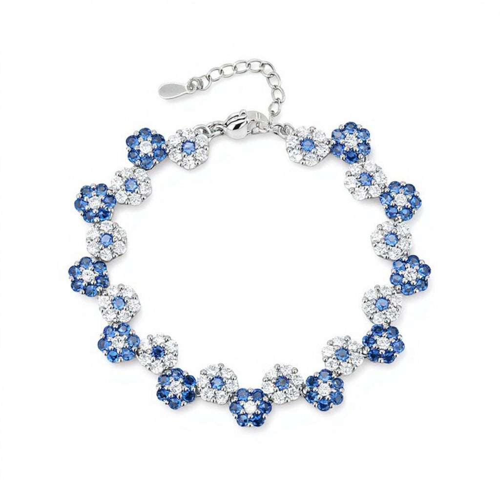 Women's Crystal Flower Bracelet with Rhinestone Accents