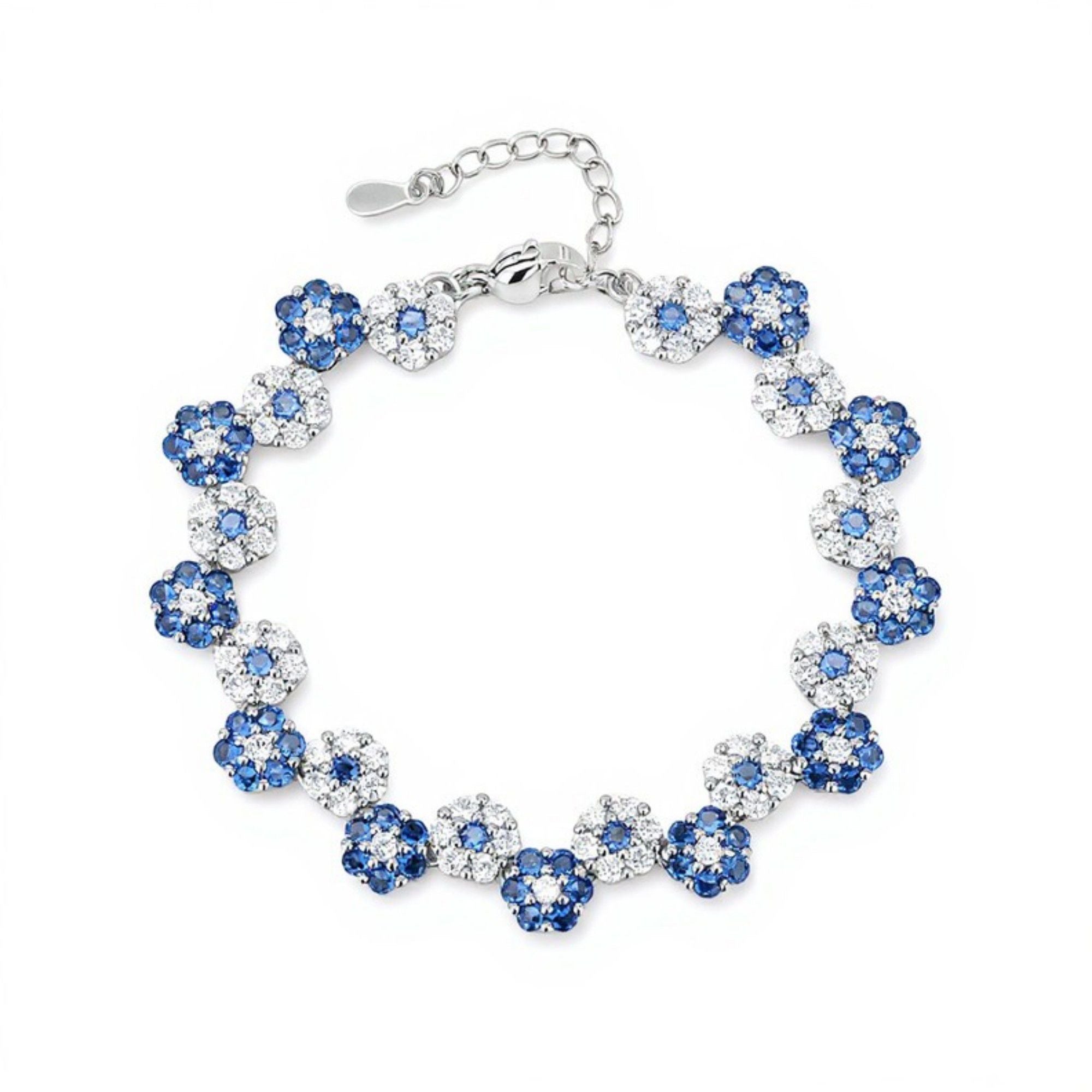Women's Crystal Flower Bracelet with Rhinestone Accents