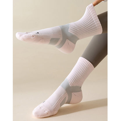 Anna-Kaci Women's 3-Pair Pack Cushioned Sports Crew Socks with Arch Support Mesh Panels and Ankle Compression