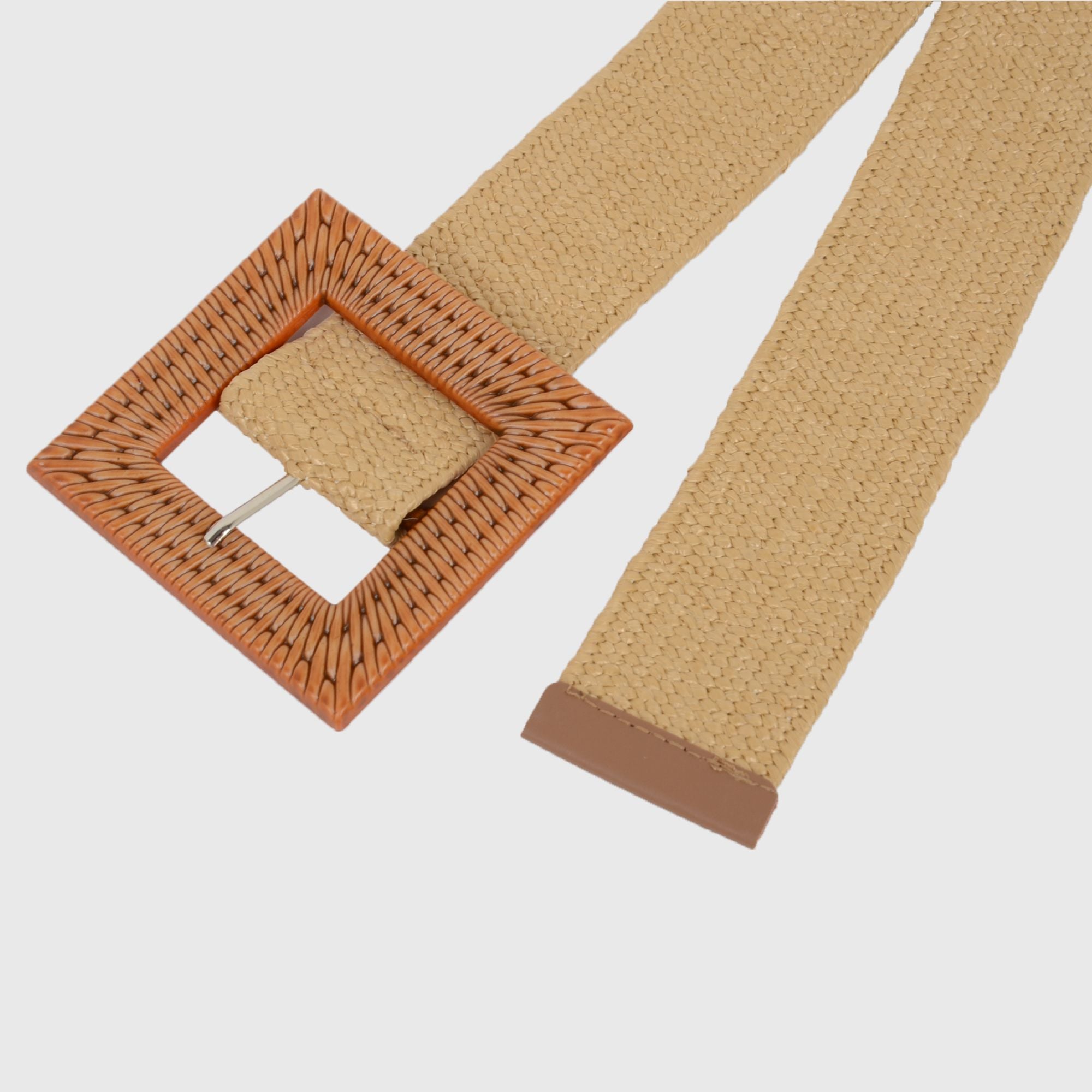 Anna-Kaci Stylish Straw Belt with Woven Buckle