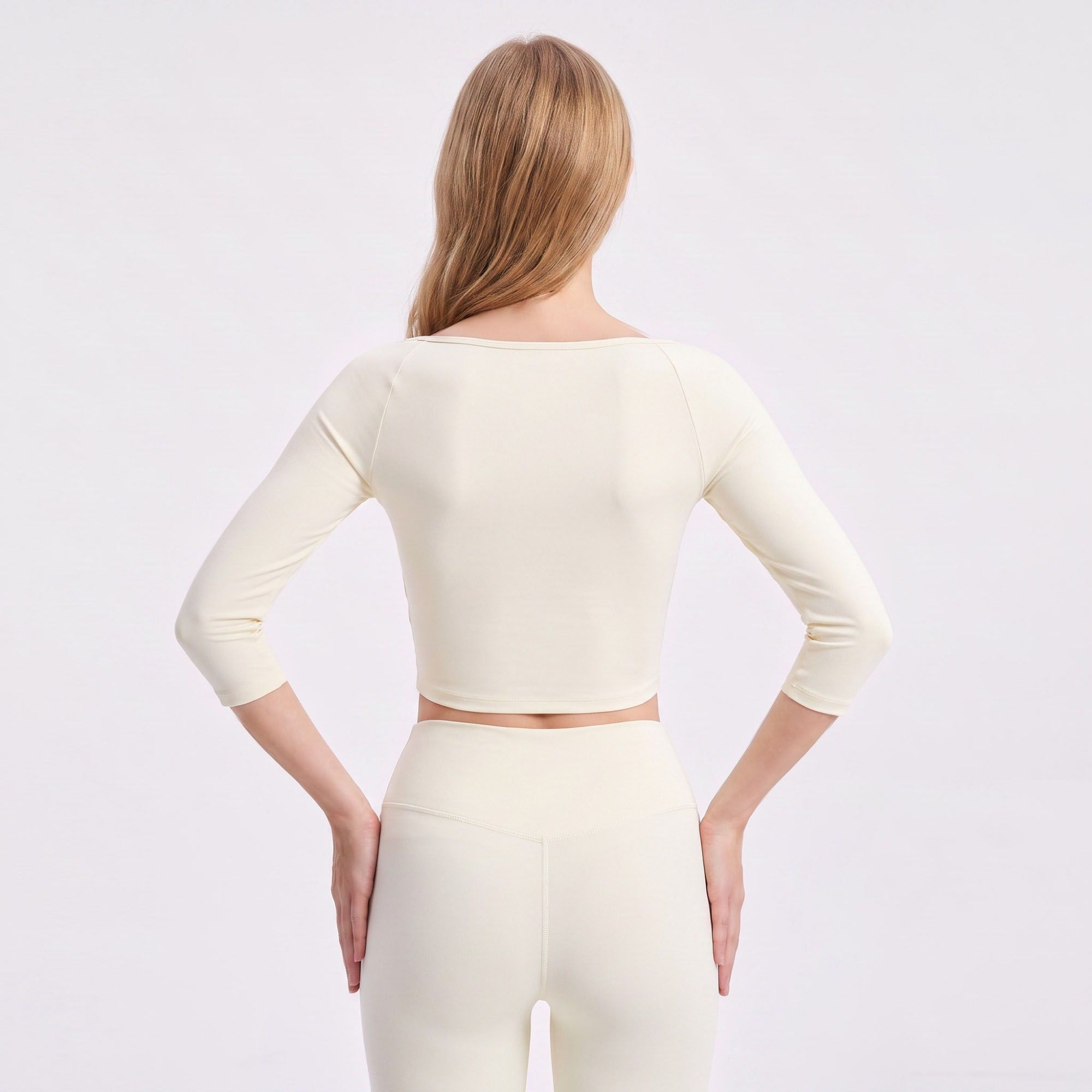 Off Shoulder 3/4 Sleeve Crop Workout Top