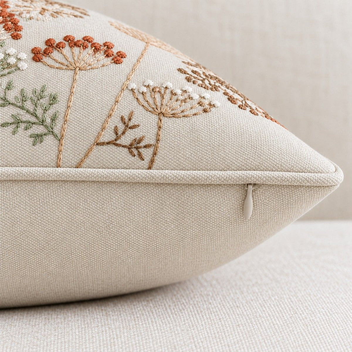 2 Pack Embroidered Floral Throw Pillow Covers 18 x 18 and 12 x 20 Inch