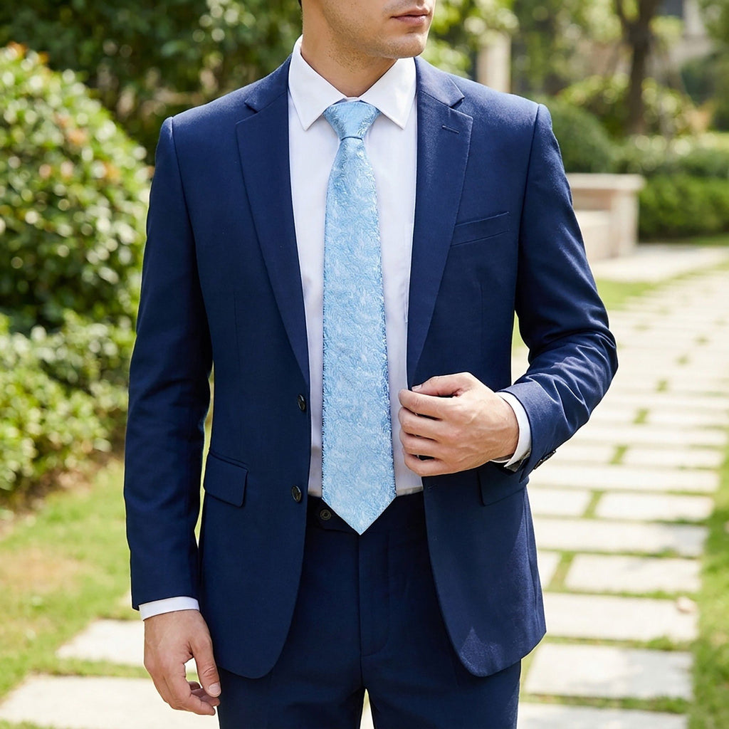 Men's Floral Print Tie with Woven Botanical Pattern and Classic Tapered Design