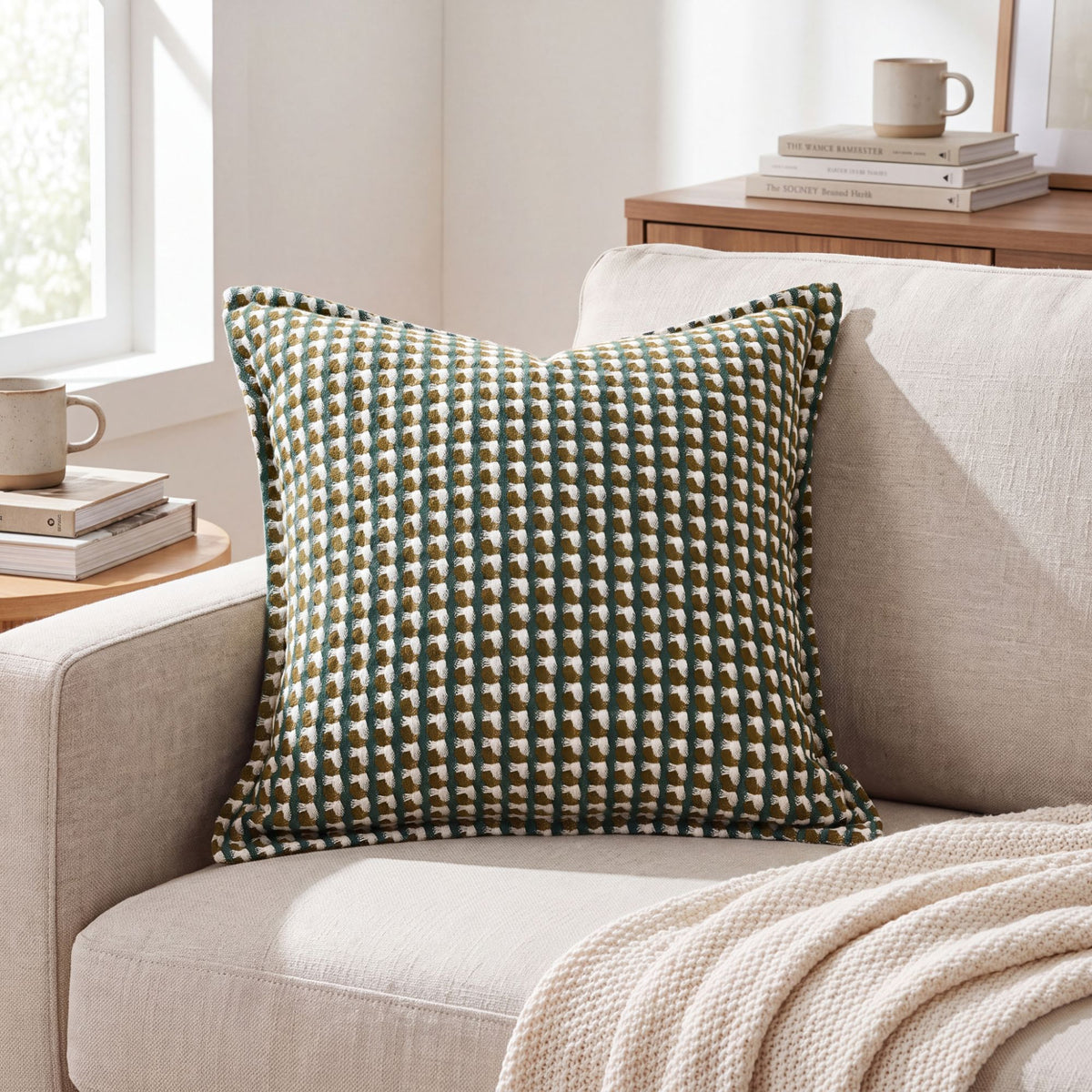 Houndstooth Woven Decorative Throw Pillow Cover Textured Square Cushion Cover with Hidden Zipper