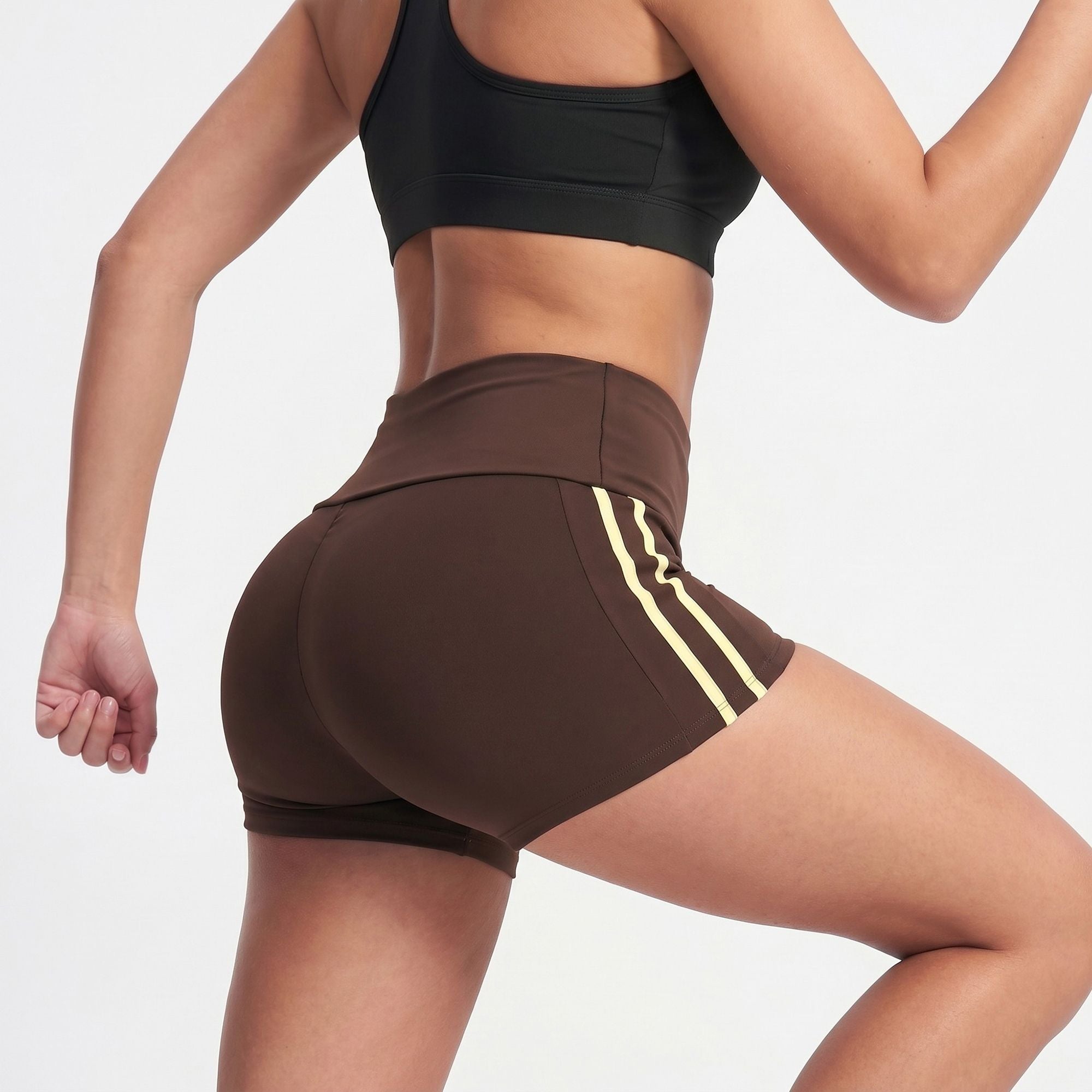 High Waisted Side Stripe Yoga Shorts Butt Lifting Workout Shorts