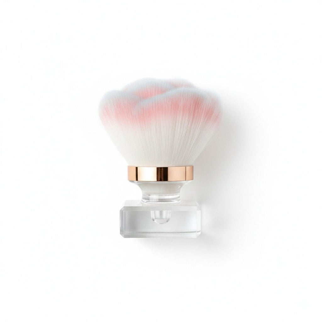 Soft Synthetic Nail Dust Cleaning Brush with Crystal Base and Protective Stand