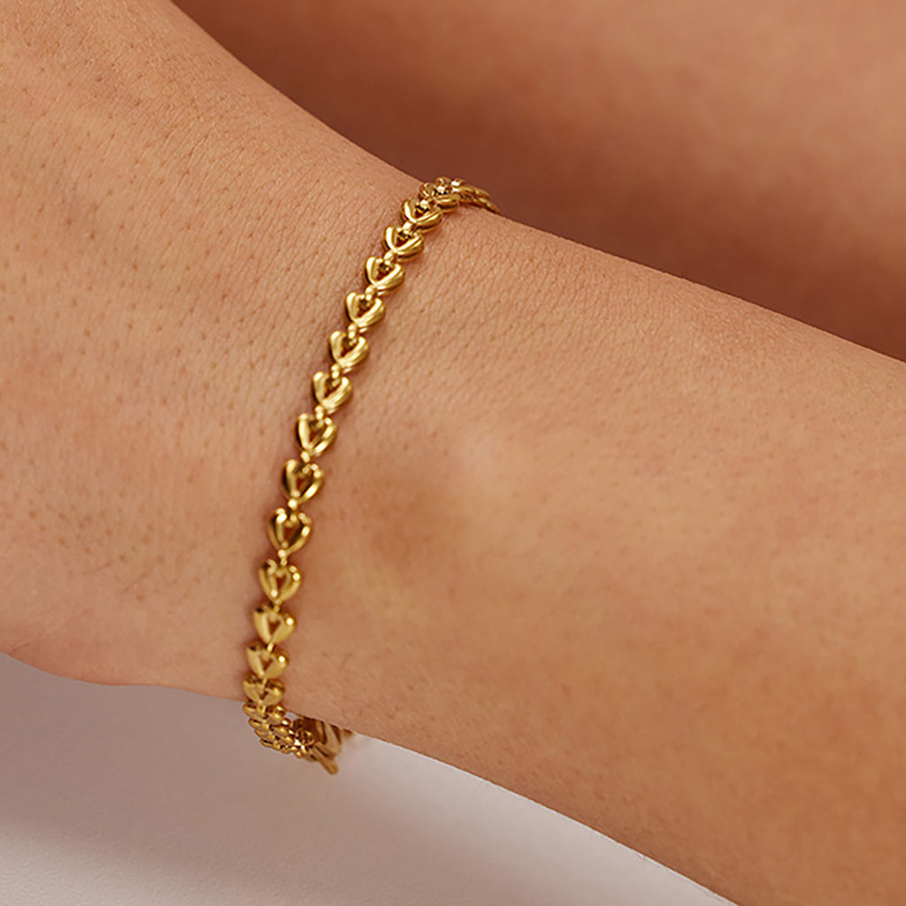 Women's Titanium Steel Heart Link Adjustable Chain Bracelets for Daily & Dressy Styling