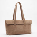 Large Shoulder Tote Bag with Foldover Flap and Interior Pockets
