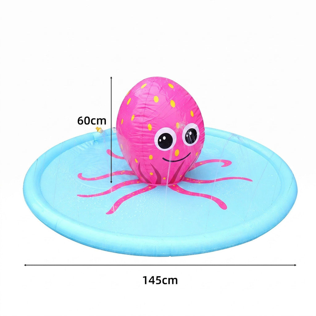 Kids Octopus Splash Pad Sprinkler Mat with Inflatable Center