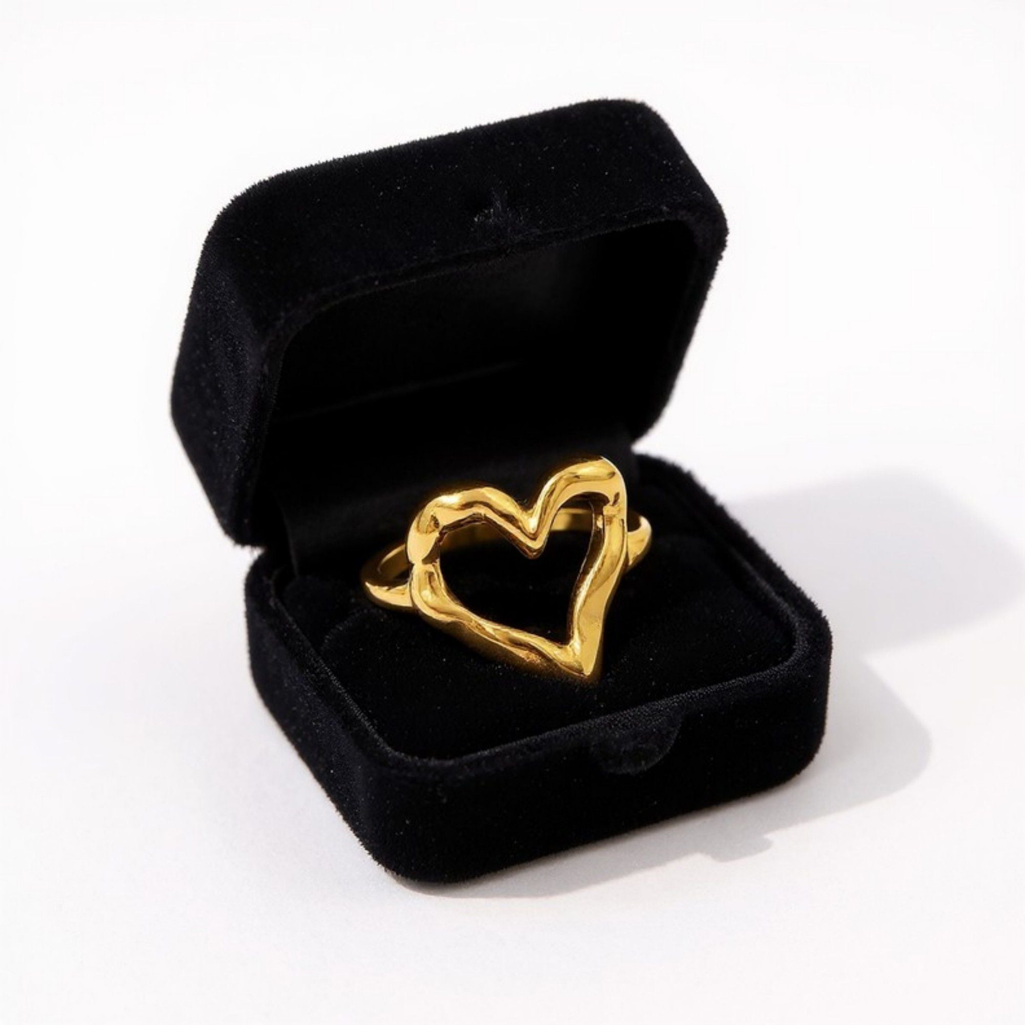 Open Heart Statement Ring with Sculpted Smooth Finish