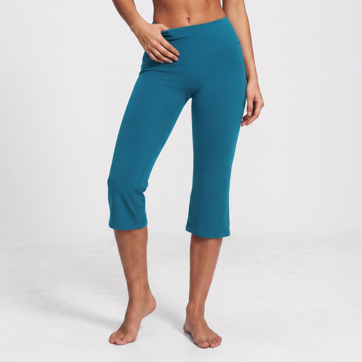 Pantalones de yoga capri acampanados de talle alto ajustados para baile y athleisure