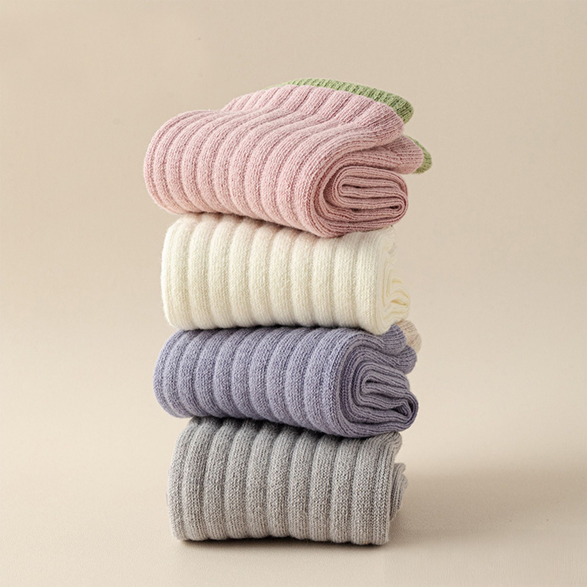 Anna-Kaci Womens Non-Slip Grip Crew Socks 3 Pair Pack Custom Color Combos Soft Ribbed Cotton with 3D Silicone Heel