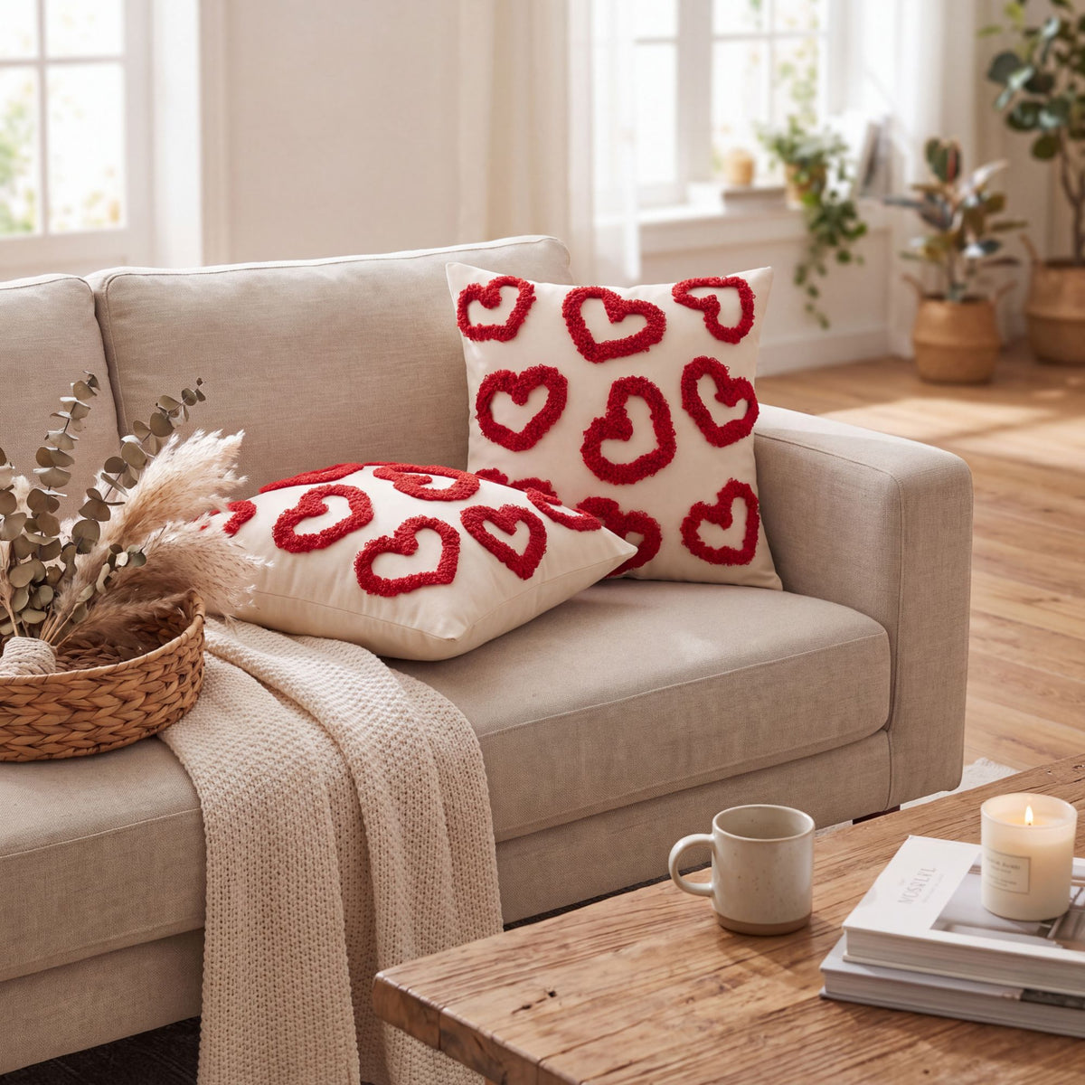 2-Pack Heart Tufted Decorative Throw Pillow Covers