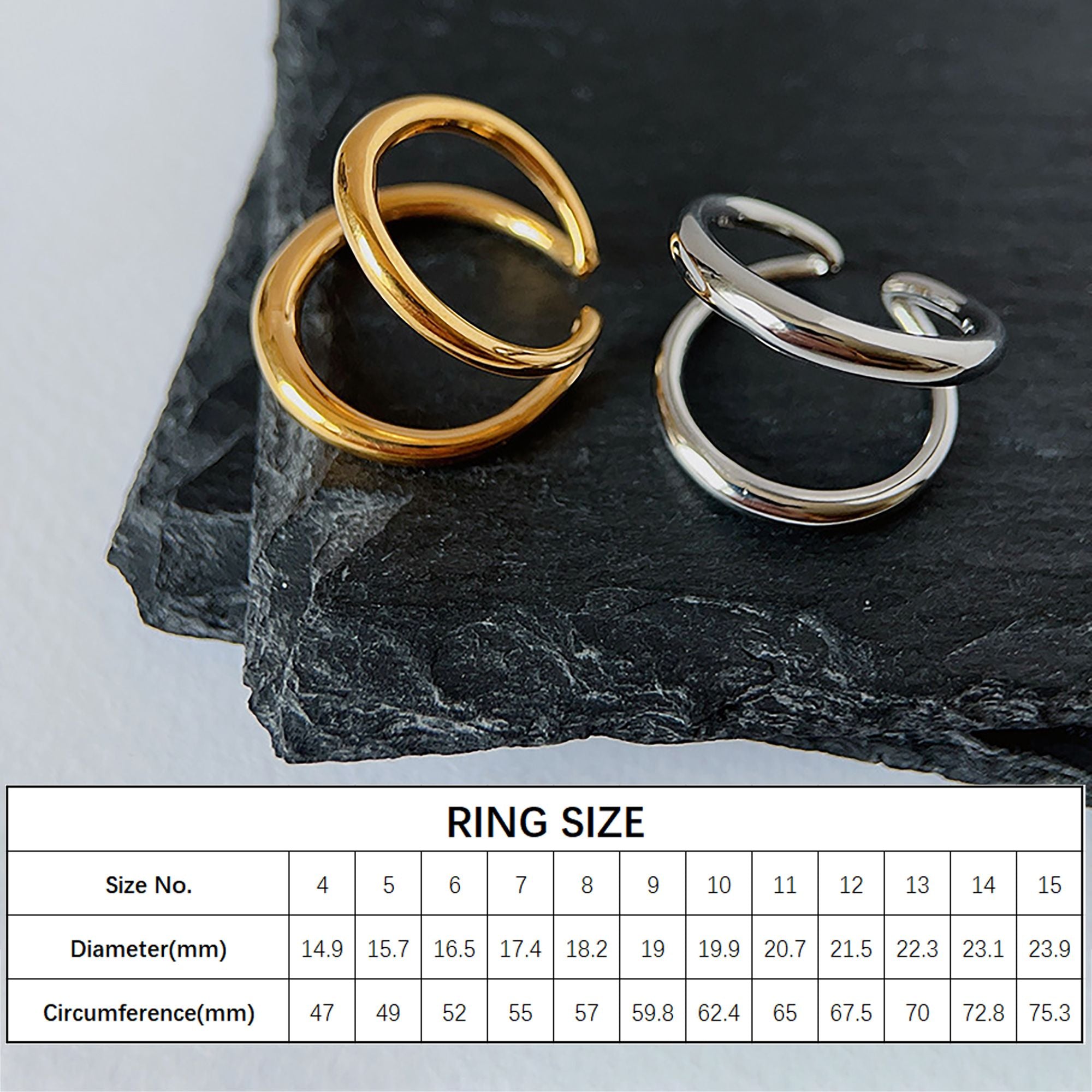 Women's Titanium Steel Double Loop Ring - Durable Hypoallergenic Statement Ring for Daily Wear