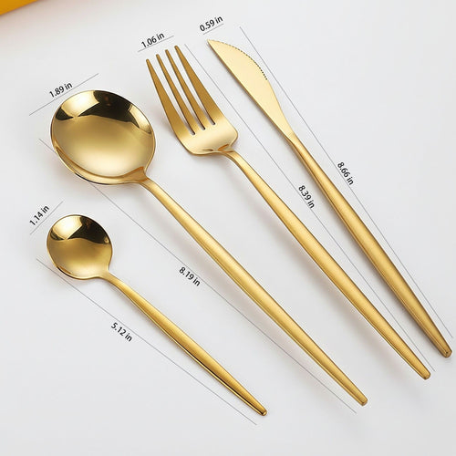 24 Piece Flatware Set Service for 6 Polished Stainless Steel Cutlery Set with Forks Knives Spoons Gift Box