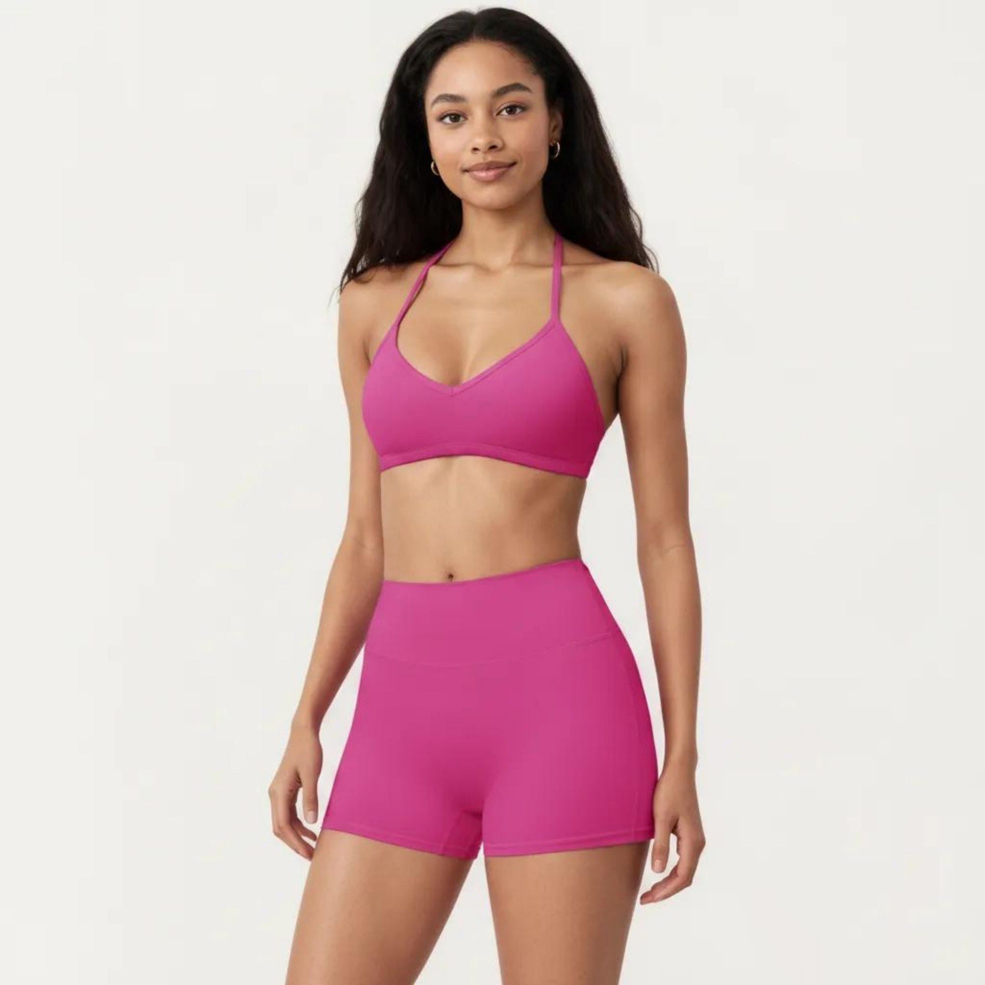 Anna-Kaci Active Women's Halter Sports Bra with V Neckline and Smooth Stretch Fit