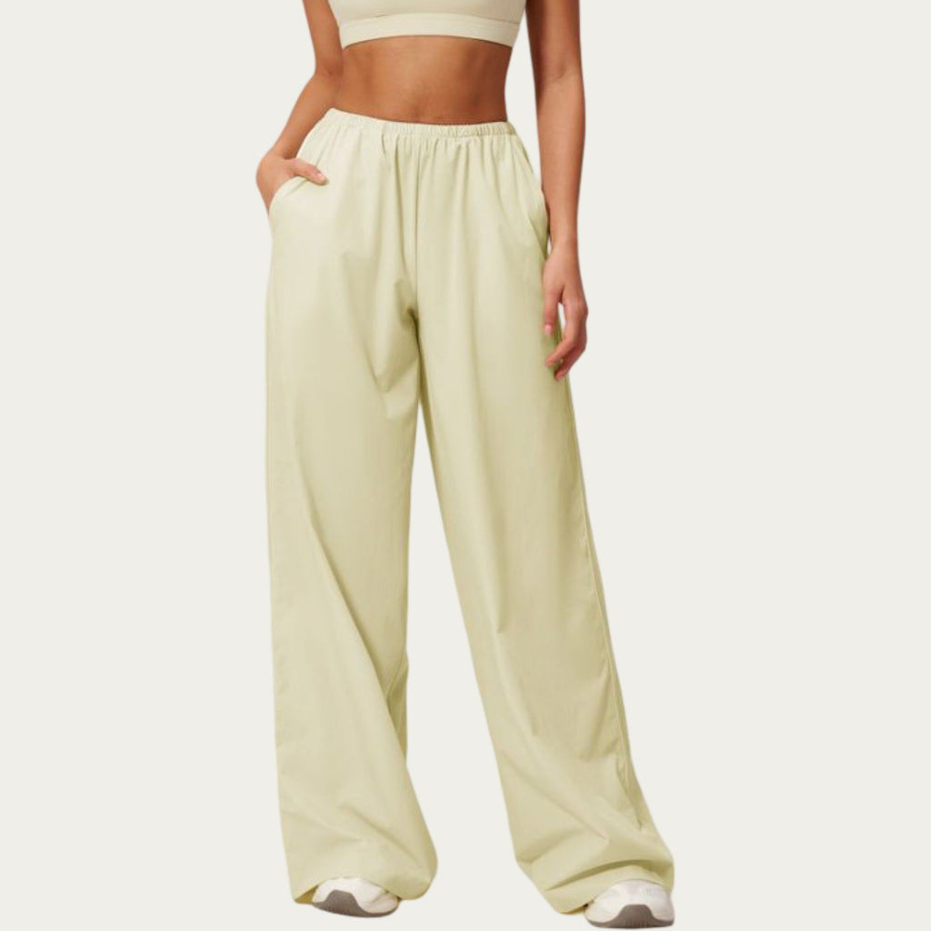 Anna-Kaci Active Women's Wide Leg Lounge Pants with Elastic Waistband and Relaxed Draped Fit