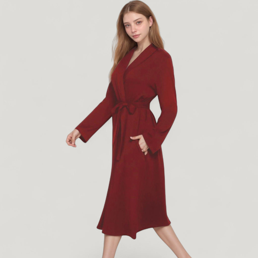 Anna-Kaci Lounge Women's Long Sleeve Wrap Robe with Waist Tie and Side Slits