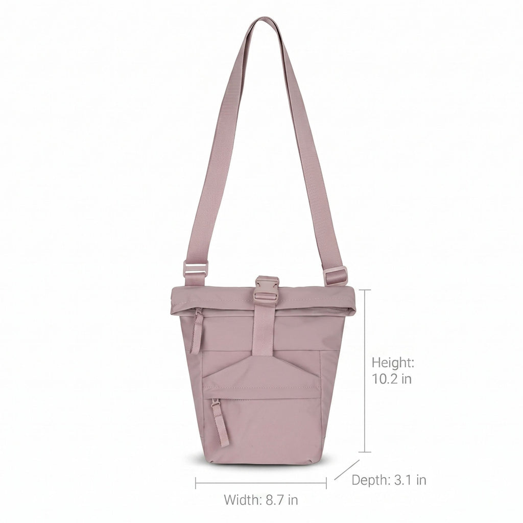 Water Resistant Nylon Crossbody Bucket Bag Adjustable Strap Multi Pocket Everyday Travel Bag