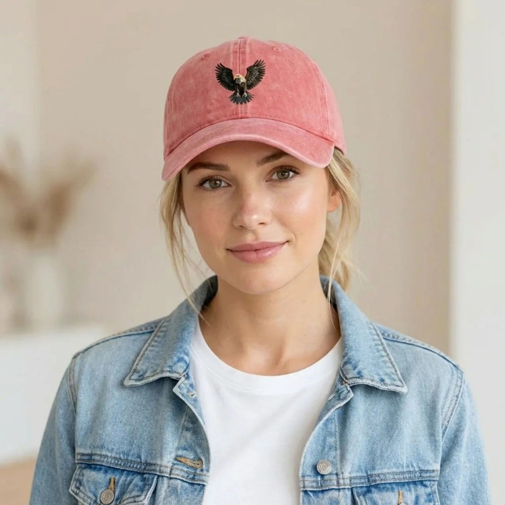 Anna-Kaci Women's Cotton Baseball Cap with Eagle Embroidery Adjustable Strap Casual Everyday Hat