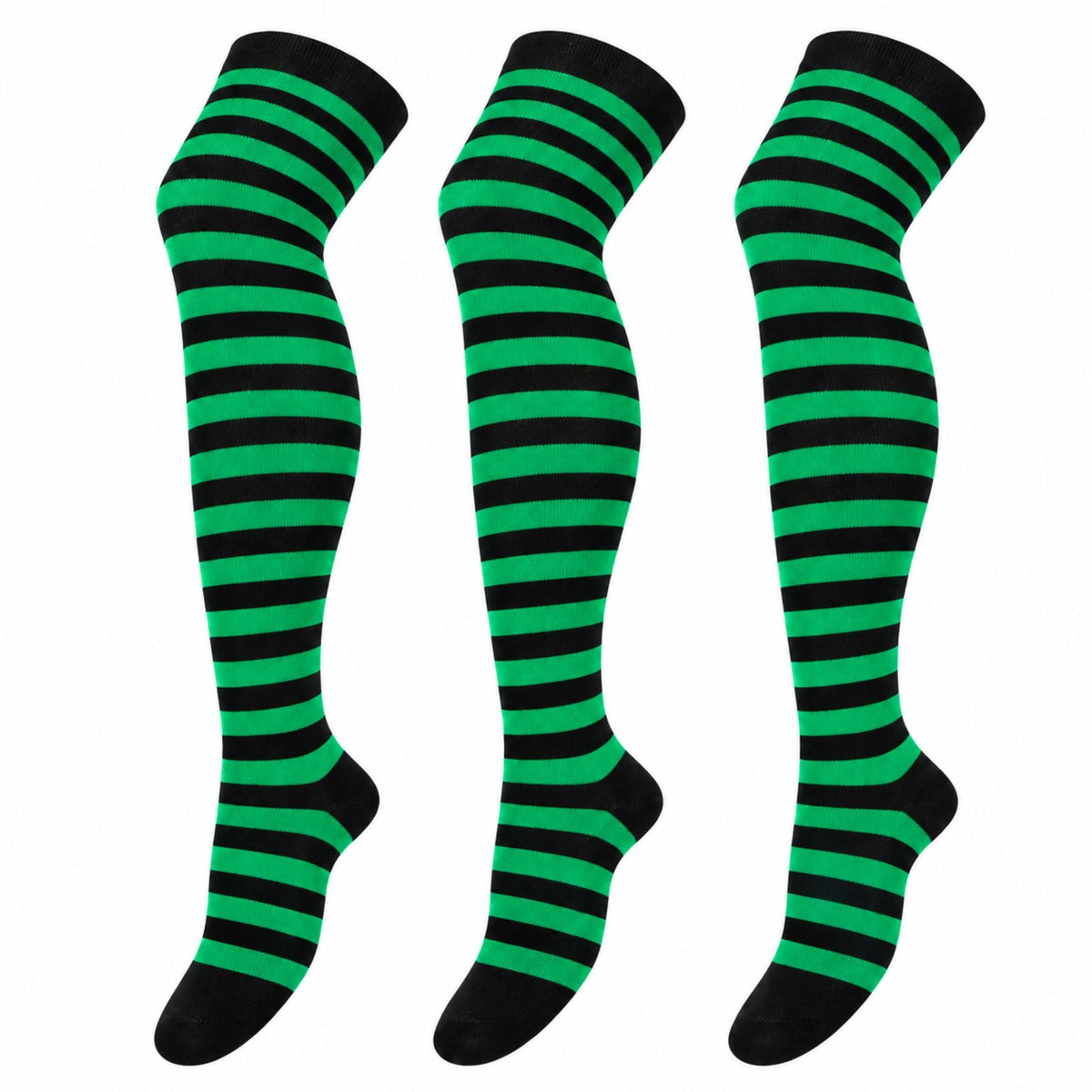 Halloween Striped Thigh High Socks 3 Pair Pack Costume Style