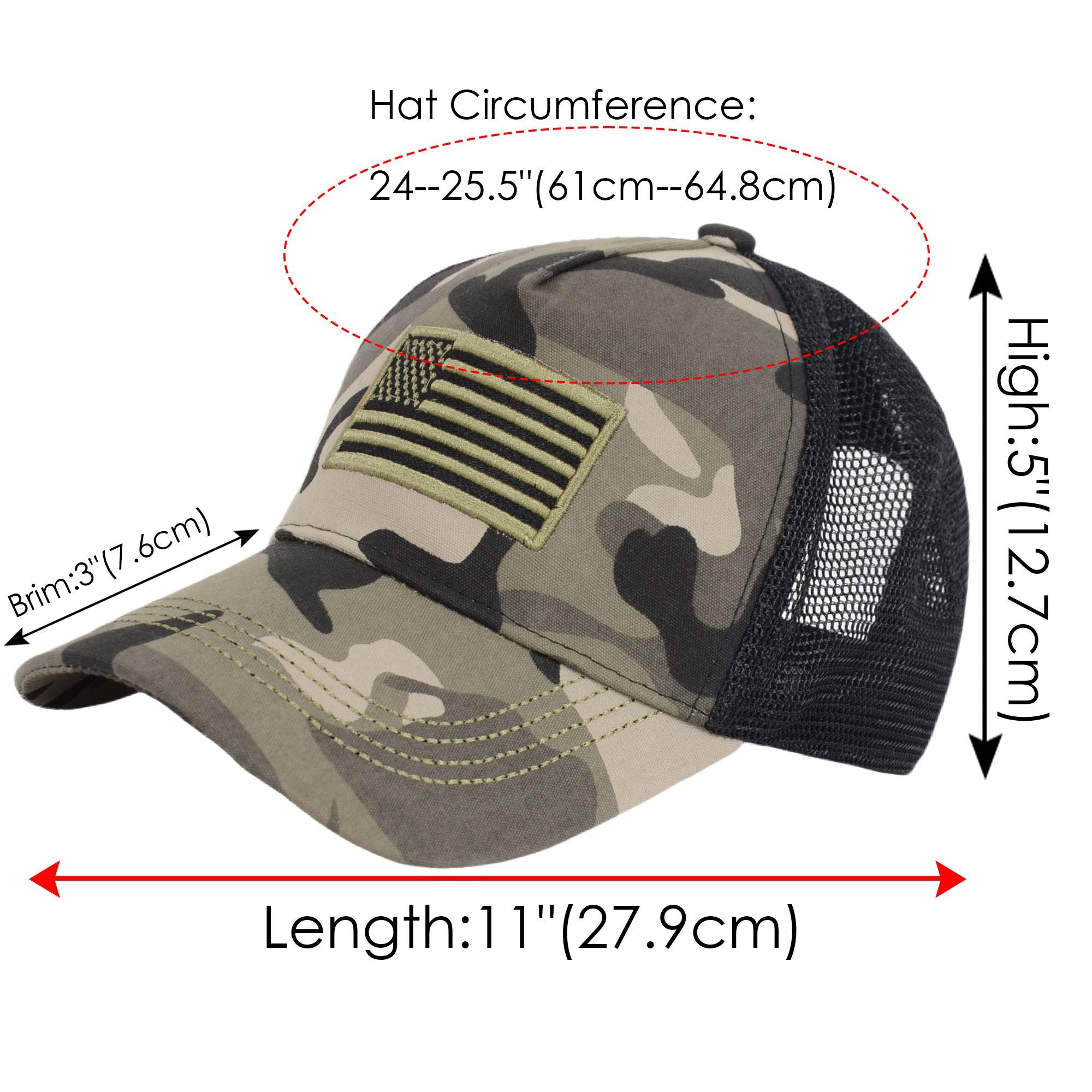 Alilang American Flag Trucker Hat Classic Embroidered Baseball Cap Mesh Adjustable Cap for Men Women