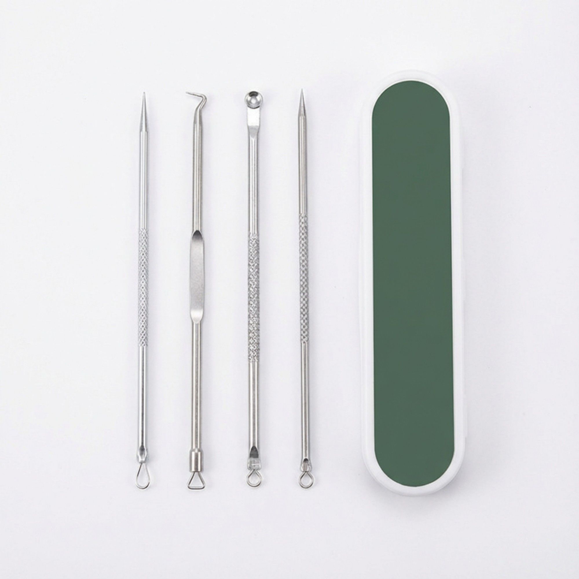 5-Piece Stainless Steel Blackhead and Blemish Removal Tool Set with Storage Case for Facial Care