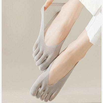 Anna-Kaci Women's Mesh Toe Socks with Non-Slip Silicone Heel Grip Ultra Low Cut Breathable No Show Sock 3-Pack