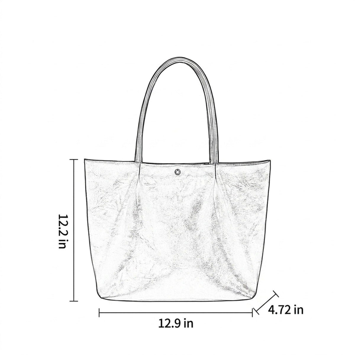 Large Capacity Pleated Faux Leather Shoulder Tote Bag for Work