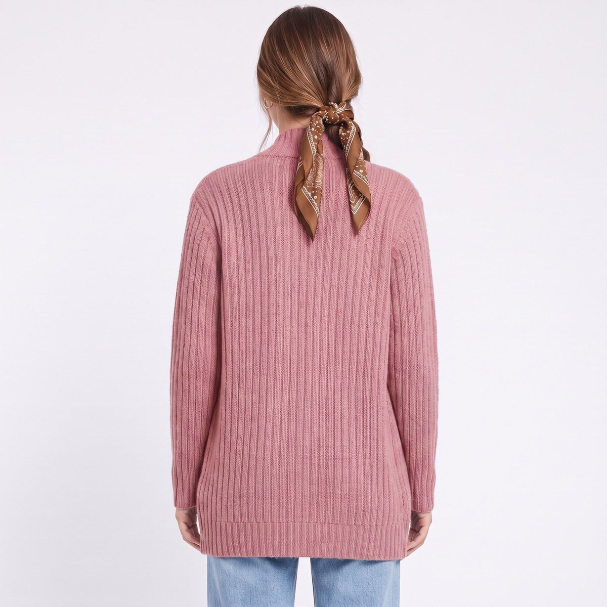 Open Front Ribbed Knit Cardigan with Pockets