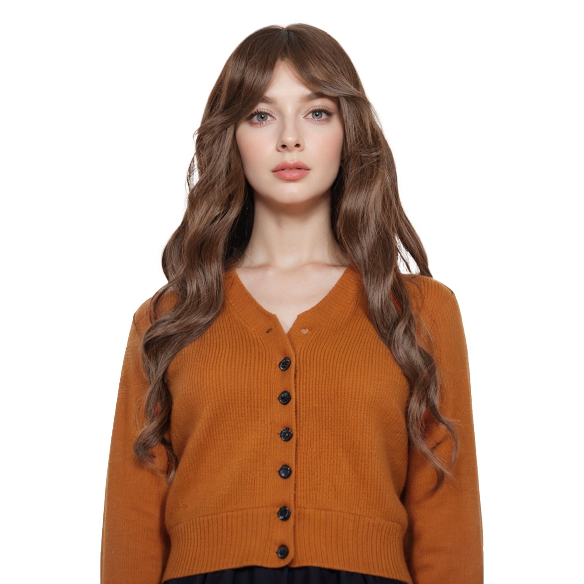 Long Wavy Hair Wig for Women with Bangs Heat-Resistant Curly Synthetic Wig for Daily and Party Use